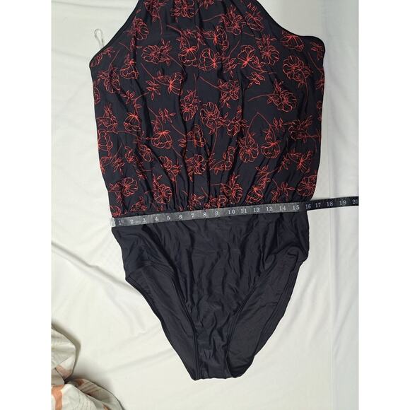 Calvin Klein Black Energy Multi Printed Blouson One-Piece Swimsuit US 16 - Picture 9 of 13